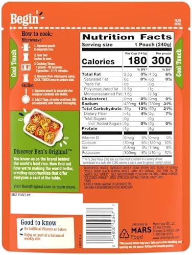 BEN'S ORIGINAL Ready Rice Whole Grain Medley Quinoa and Brown Flavored Rice, Easy Dinner Side, 8.5 oz Pouch (Pack of 12)