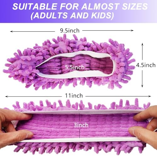 4 Pcs Shoes Cover Dust Duster, Washable Mop Slippers Shoes for Floor Cleaning, Reusable Microfiber Duster Mops for House, Office, Bathroom, Kitchen Cleaning (2Pairs)