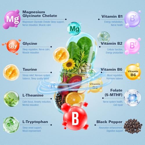 9-in-1 Magnesium Glycinate 1000mg - Support Stress Relief, Sleep, Nerves, Muscles, and Metabolism - Magnesium Vitamin B & Amino Acid Triple Complex | High Absorption Chelated Formula - 120 Capsules