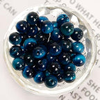 NCB 100PCS 8mm Natural Aquamarine Tiger's Eye Beads Gemstone Round Loose Stone Beads Spacer Beads for Jewelry Making with Crystal Stretch Cord (Aquamarine Tiger's Eye, 8mm 100Beads)