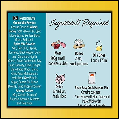 Shan Easy Cook Haleem Recipe Mix 10.5 oz (300g) - Spice Powder for Traditional Meat, Lentil and Wheat Curry - Suitable for Vegetarians - Airtight Bag in a Box