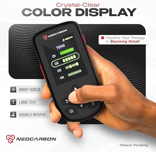 NEOCARBON TENS Unit Muscle Stimulator Ultra for Pain Relief & Recovery, TENS EMS Machine with PMS Steady Mode, Dual Channel Stim Machine for Muscle Therapy, Black