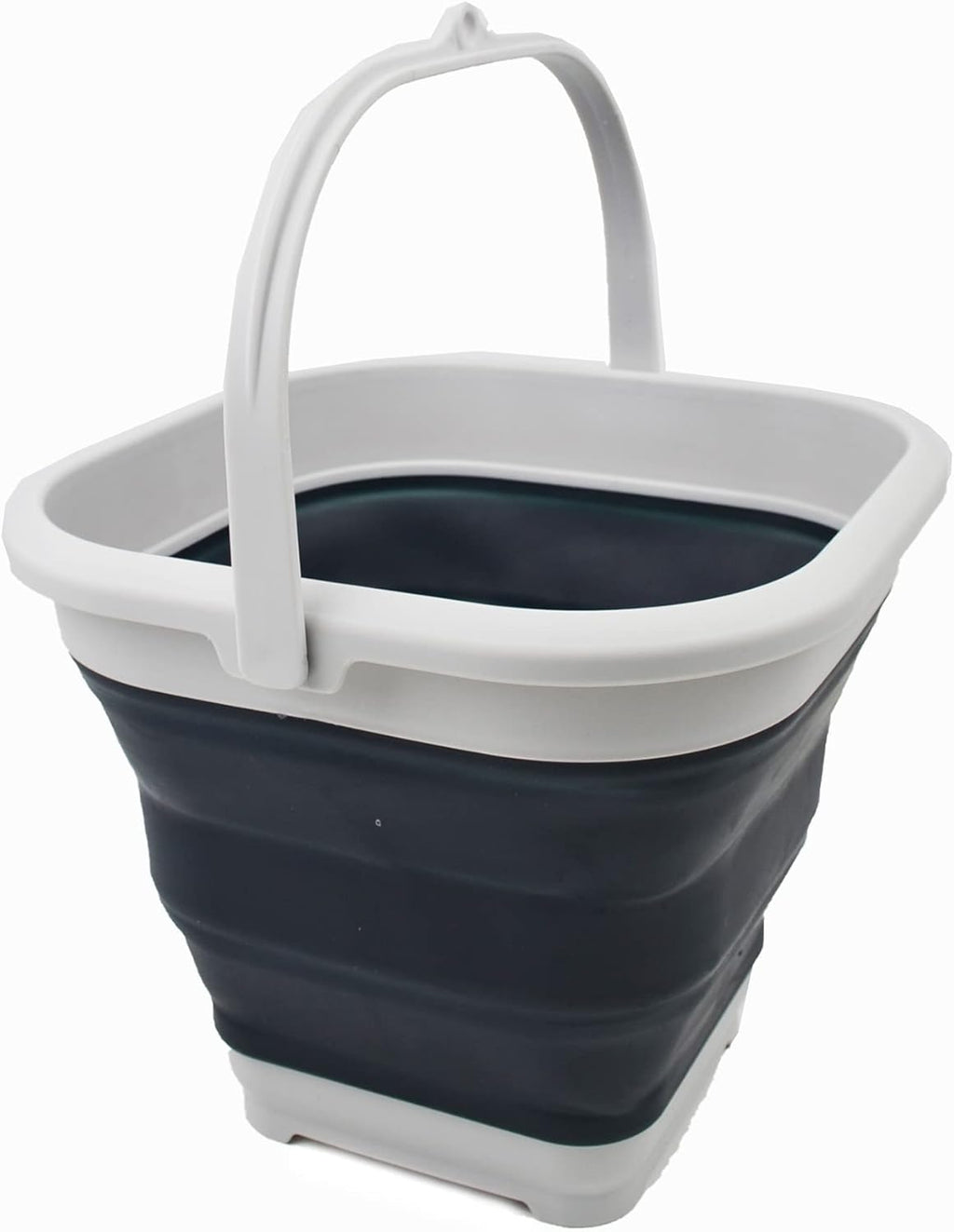 SAMMART 5.5L (1.4 Gallon) Collapsible Square Handy Bucket/Foldable SquareWater Pail/Portable Tub with Handle. (Grey/Slate Grey, 1)