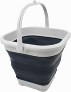 SAMMART 5.5L (1.4 Gallon) Collapsible Square Handy Bucket/Foldable SquareWater Pail/Portable Tub with Handle. (Grey/Slate Grey, 1)