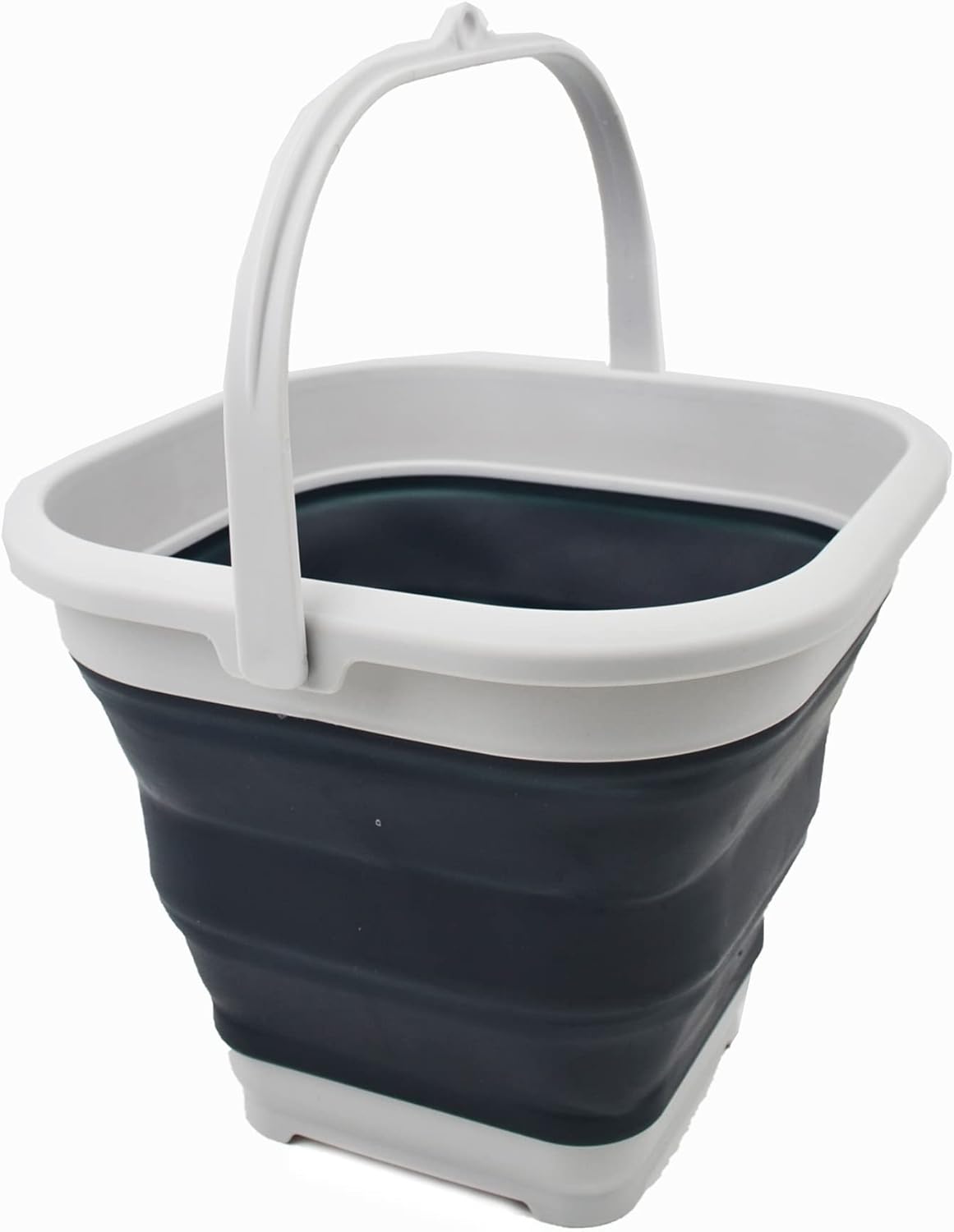 SAMMART 5.5L (1.4 Gallon) Collapsible Square Handy Bucket/Foldable SquareWater Pail/Portable Tub with Handle. (Grey/Slate Grey, 1)