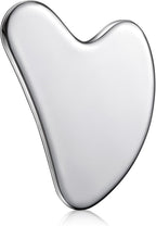 Nuanchu Stainless Steel Gua Sha Facial Tool, Metal Gua Sha for Lymphatic Drainage, Guasha Face Sculpting Double Chin Reduce with Pouch Mother Day Self Care Gift(Silver)