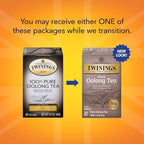 Twinings Pure Oolong Tea – Golden Caffeinated Tea, Individually Wrapped Tea Bags, 20 Count