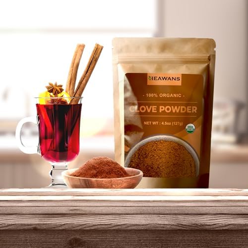 Heawans Organic Premium Grade Clove Ground, Food Grade Aluminium Foil Kraft Paper Pouch (4.5 OZ)