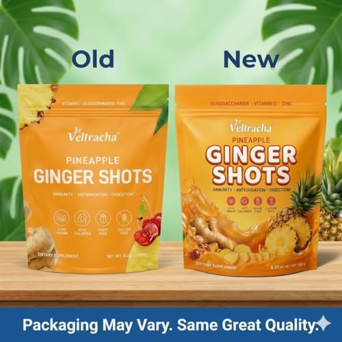 Juicing Ginger Shots, Pineapple Ginger Turmeric Drink with Vitamin C, Zinc & lron, Superfood Juice Powder for Immunity & Digestion Support, 30 Servings (Pineapple and Ginger)