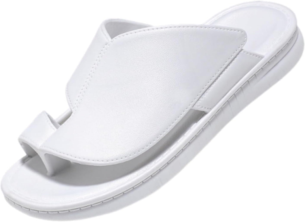 CLSQLXYJZC Summer Foot Correction Flat Sandals, Fashion Slip-On Non-slip Soft Bunion Corrector Sandals for Men, Open Toe Split Toe Orthopedic Flip Flops, for Dad Men Grandpa, Relief Hallux Valgus