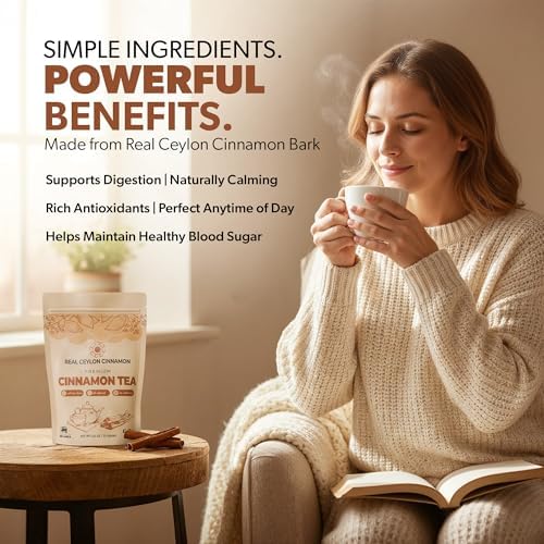 100% Ceylon Cinnamon (50 Tea Bags) – Sourced from Sri Lanka Unlike Other Brands - True Ceylon Cinnamon Herbal Tea & Light Flavor - No Additives & Caffeine Free