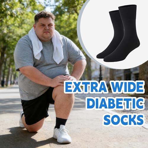 Forcool Non-Binding Cushion Crew Cotton Diabetic Socks for Men and Women, M/L/XL, 3/6 Pairs