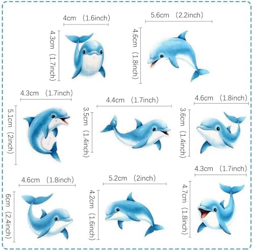 48Pcs Edible Dolphin Cupcake Toppers Ocean Animal Cupcake Picks for Under The Sea Party Decoration Baby Shower Girls Boys Dolphin Birthday Under The Sea Party Supplies