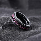 King Will 316L Stainless Steel Fidget Ring for Men Women-8mm Width with Stylish Chain Inlay Spinner Ring Stress Relief, Durable Wedding Band Comfort Fit Size 4-16
