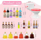 MEMOVAN Toilet Cake Topper 1PC and Miniature Wine Bottles Cake Cupcake Toppers 21PCS, Funny Mini Toilet Toy Dollhouse Cake Decorations for Bachelorette Party Or Birthday 21 and Up Girl Party