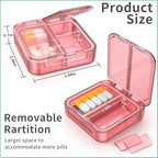 Small Pill Box,4 Compartments Travel Pill Case, Portable Pill Organizer,Mini Pill Container for Pocket,Daily Compact Travel Medicine Holder for Vitamins Fish Oil and Supplement Storage(Pink+Purple)