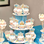40PCS Edible Prince Princess Crown Cupcake Toppers Edible King Queen Crowns Cupcake Picks for Crown Theme Baby Shower Bridal Shower Wedding Princess Girls Prince Boys Birthday Party Decorations