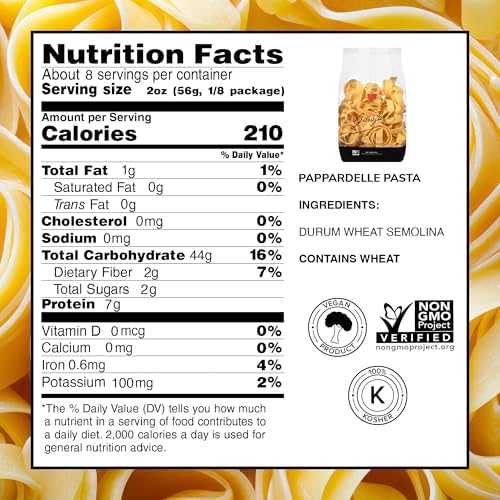 Garofalo - Premium Durum Wheat Semolina Pappardelle Pasta, Italian Made, Bronze-Drawn, Al-Dente, One-Ingredient Pasta (4 pack)