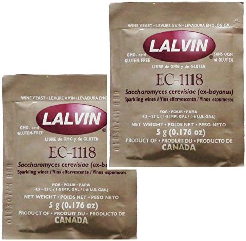 2x Lalvin EC-1118 Champagne Yeast 5g Sachet 18% Homebrew Wine Making 4.5L-23L
