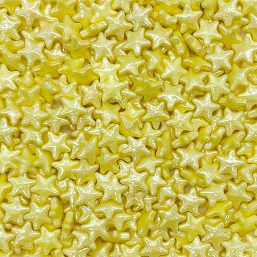 10mm Yellow Sprinkles Edible Stars Cake Decorating Stars Cake Decorations Cupcake Toppers Cookie Decorating Perfect for Cakes,Cupcakes,Desserts Toppings 3OZ