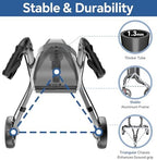 SOUNDFUSE 3 Wheel Walkers for Seniors, Lightweight Foldable Aluminum Rollator Walker, Height Adjustable Three Wheel Walker, Black