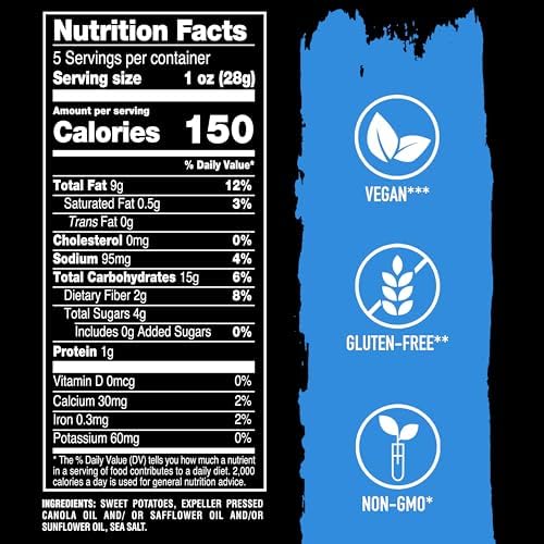Terra Vegetable Chips, Sweet Potato with Sea Salt, 5 oz. (Pack of 12)