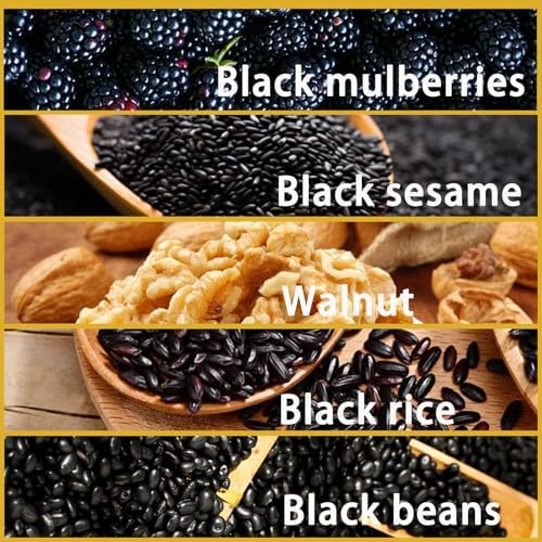 BKSUAIWU Black Sesame Walnut Mulberry Powder,500g/17.63oz,Ground Sesame Seeds,No Sugar,Instant Beverage Cereal Breakfast黑芝麻糊
