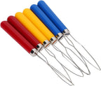 6PCs Button Hook, Wire Loop Button Hook Zipper Pull Assist Tool, Dressing Aids for Easy Button and Fastener, DIY Sewing Embroidery Tools for Arthritis with Wooden Handle