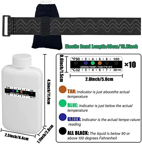 14 Pcs Urine Test Complete Kit,Includes 2 Empty Bottles,10 Adhesive Temperature Test Strip,Hidden Leg Strap Oxford Pouch,Temperature Test Urine Strip Sticker,Portable Travel Urine Test Bottle