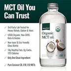 Natural Force Organic MCT Oil – Pure Glass Bottle – Made from 100% Virgin Coconut Oil + Certified Keto, Paleo, Kosher, Vegan & Non-GMO – Lab Tested for Quality and Purity - 16 Ounce