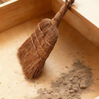 Mini Dustpan and Brush Set, Palm Fiber Handheld Small Broom and Metal Dustpan Combination (Small Broom)