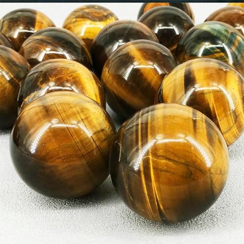 5-6CM/1.97-2.36inch Ttiger Eyes Crystal Ball Polished Natural Tiger Eye Stone Sphere Decorative Sphere Healing Crystals Ball Stone Crafts Home Decor Ornament Gifts (50-60mm, Tiger's Eye)