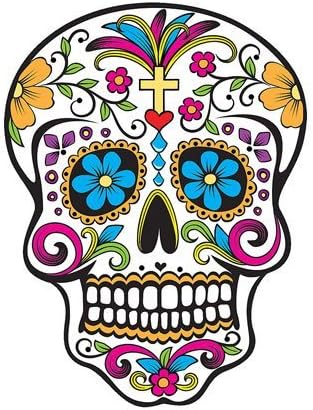 Colorful Day of the Dead Sugar Skull Edible Cake Topper-8" Round