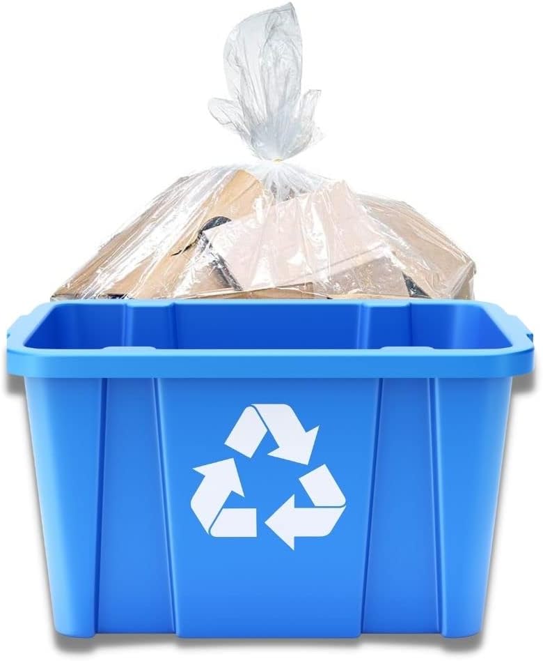 Plasticplace 18 Gallon Clear Recycling Trash Bags │ 1.2 Mil Garbage Can Liners │ 26"x16"x27’’ (200 Count)