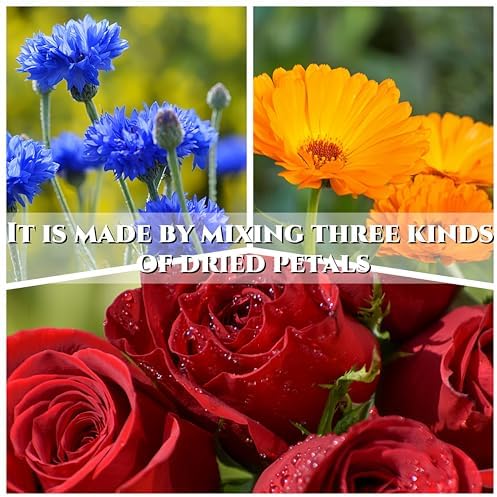 Premium Gourmet Edible Flower Trio - 100% Natural Dried Rose, Cornflower & Calendula Petals Mix | Culinary Grade for Cocktails, Baking, Desserts & Cake Decor | Gluten-Free | 1.05oz/30g Jar