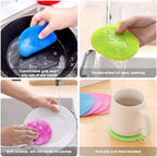 Silicone Dish Scrubber, 12 Pack Silicone Sponge Dish Brush Food Grade BPA Free Reusable Rubber Sponges Dishwasher Safe and Dry Fast for Kitchen Dish Dishes Fruits Vegetables Washing and Cleaning