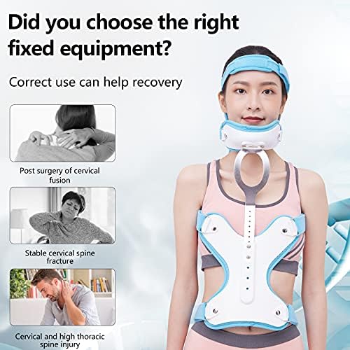Cervical Thoracic Orthosis Adjustable Orthotics for Head Neck Chest Cervical Vertebra Rehabilitation Support Stabilizer (Blue)
