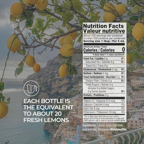 Tuscanini 100% Sicilian Lemon Juice, Not from Concentrate,16.9oz (2 Pack) No Water Added | Convenient Size - Fits Nicely in Refrigerator | Product of Italy | Certified Kosher (Including Passover)