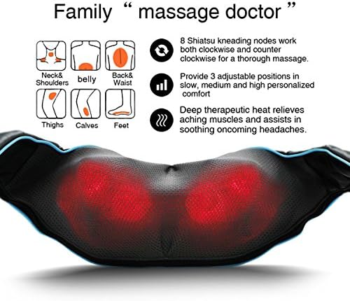 Mo Cuishle Shiatsu Back Shoulder and Neck Massager with Heat, Electric Deep Tissue 4D Kneading Massage, Best Gifts for Women Men Mom Dad Wife Husband, Fathers Day, Mothers Day, Christmas