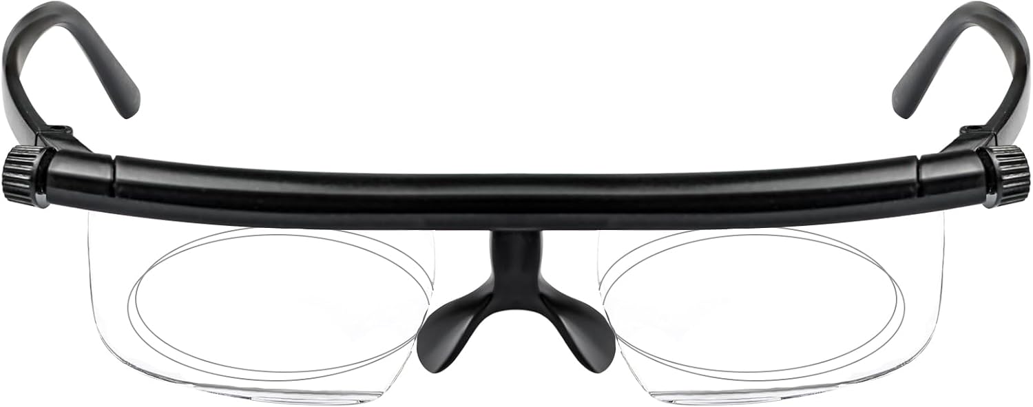 Flex Focal Adjustable Glasses Dial Vision Reading Glasses Zoom Eyeglasses for Men Women One Power Auto Focus 0D to 400D Presbyopic Readers Variable Focus Eyewear Read Distance Near Far Sight