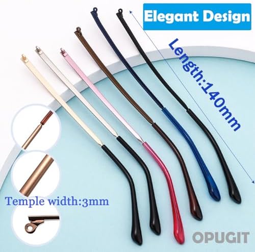 OPUGIT Metal Glasses Replacement Temple, Eyeglass Arms Legs Replacement, Glasses Repair Kit Universal Eyeglasses Replacement, DIY Temples for Glasses with Screws(1 Pair, Rose Gold)