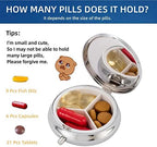 Medicine Organizer Box Pocket Pharmacy Bling Travel Pill Case Box for Purse Mini Pill Holder Organizer Small Pill Container for Vitamin(Silver)
