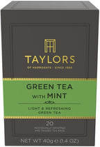 Taylors of Harrogate Green Tea with Mint, Individually Wrapped Bags, 20 Count (Pack of 1), Refreshing, Light & Lively, Caffeinated, Enjoy Hot or Iced, 20 Teabags