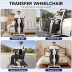 Electric Patient Lift Transfer Chair Lift for Home, Portable Commode Toilet Transfer Chairs with Adjustable Height for Seniors, Folding Bathroom Wheelchair with Battery Display