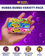 Hubba Bubba Bubble Gum Variety Pack of 15 - Original, Blue Raspberry, Strawberry - 3 Flavors of Hubba Bubba Gum - Gum with Liquid Center - Bundle with Ballard Products Pocket Bag