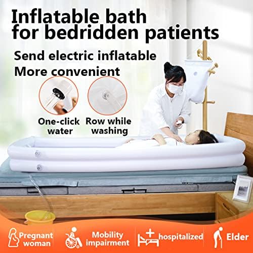 Inflatable Bathtub, Bedside Shower Kit Inflatable Bathtub Shower, with Water Bag Bath in Bed Assistive aid W/Air Pillow for The Pregnant, Elderly,Ordinary Pillow