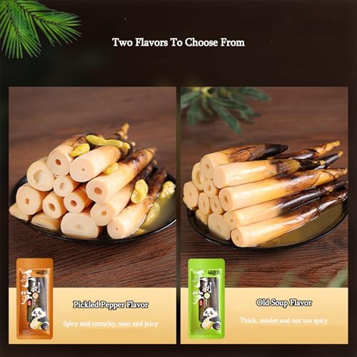 Hand Peeled Bamboo Shoots,Pickled Bamboo Shoot Tip,Aged Soup with Pickled Peppers,Instant Snack Food,Pickleds Vegetables,Low Calorie,0 Fat(2 Bags,460g)