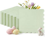 Goodluck 100-Pack Scalloped Cocktail Napkins, 2-Ply, 5 x 5 Inches Disposable Dessert Napkins for Wedding, Birthday, Valentine's Day, and Baby Christening Party Decorations (Sage Green)