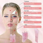 YYZP Natural Rose Quartz ChineseGuaSha Board,Scraping Massage Tools for Acupoint Trigger Point Treatment, Suitable for Facial, Body Care, 3 Set
