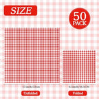 50 Pcs Red Gingham Paper Napkins, Disposable Red and White Checkered Luncheon Napkin Plaid Dinner Beverage Napkin for Picnic Baby & Bridal Shower Wedding Birthday Party Decorations